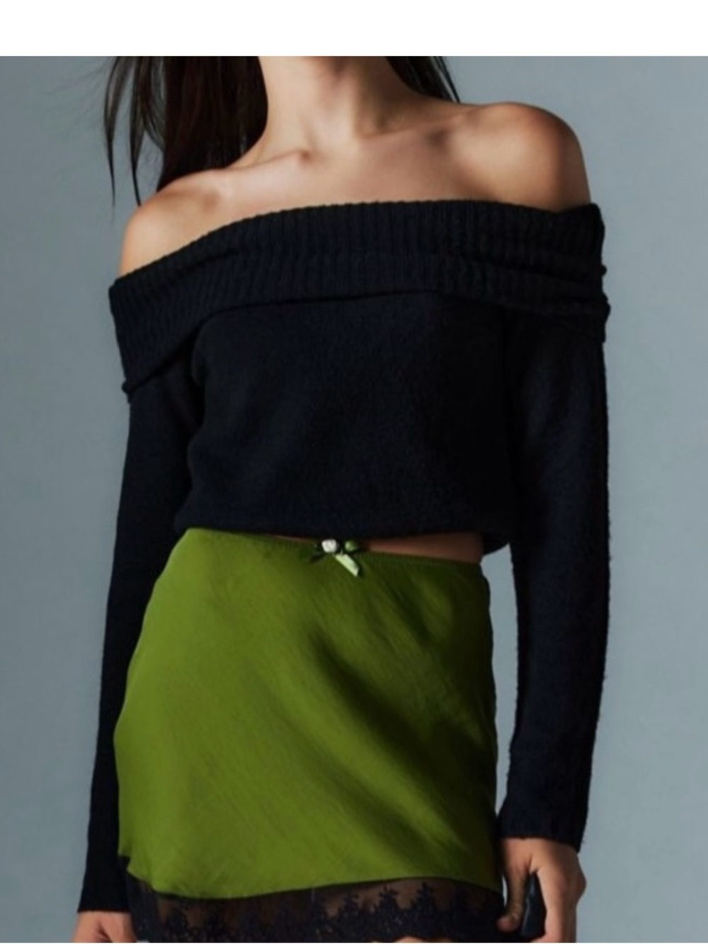 Silence + Noise Claudia Off-The-Shoulder black Sweater, Urban Outfitters